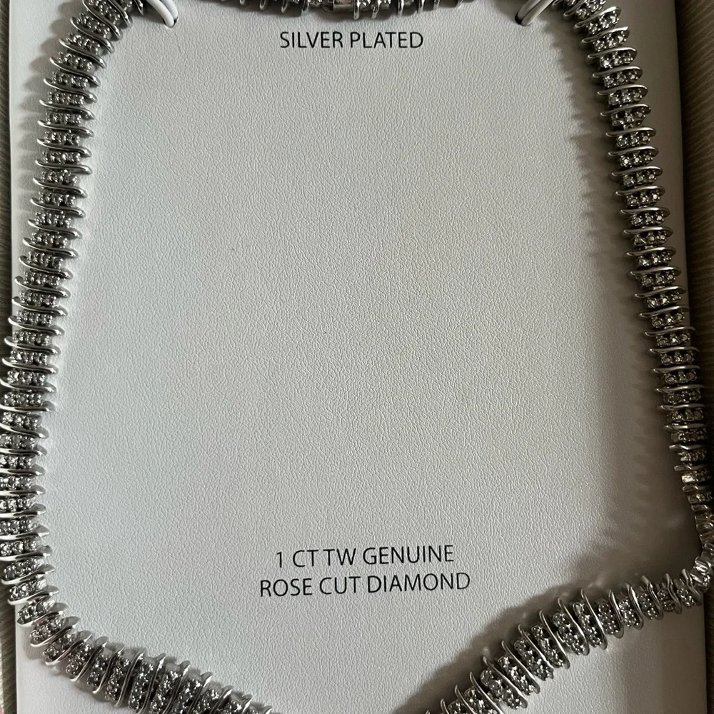 New Victoria Townsend 1 CT TW Genuine Rose Cut Diamond Silver Necklace $400